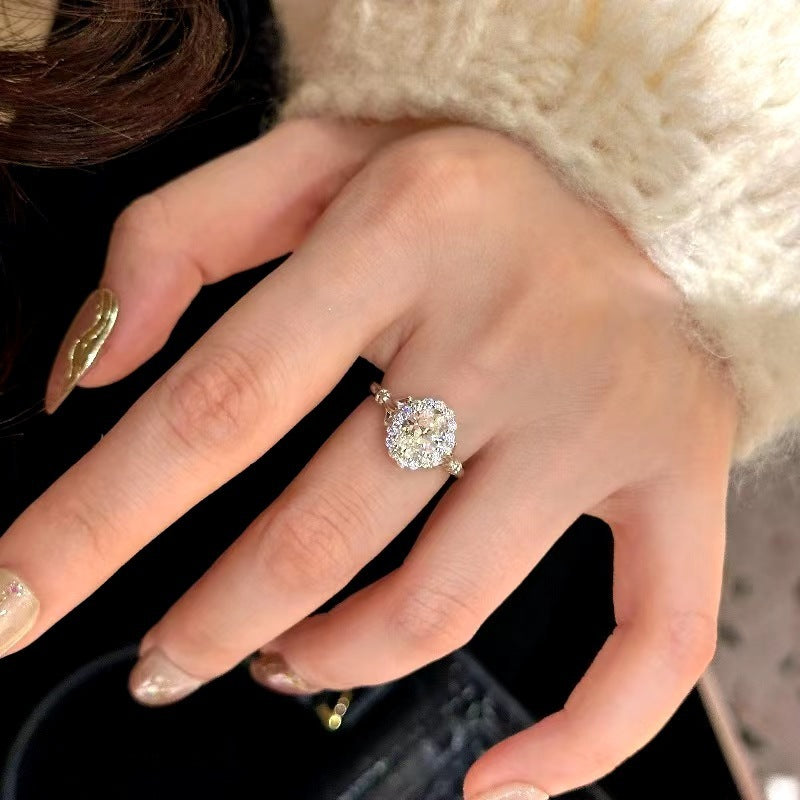 Bridal Bouquet Big Diamond Ring Light Luxury Index Finger Ring