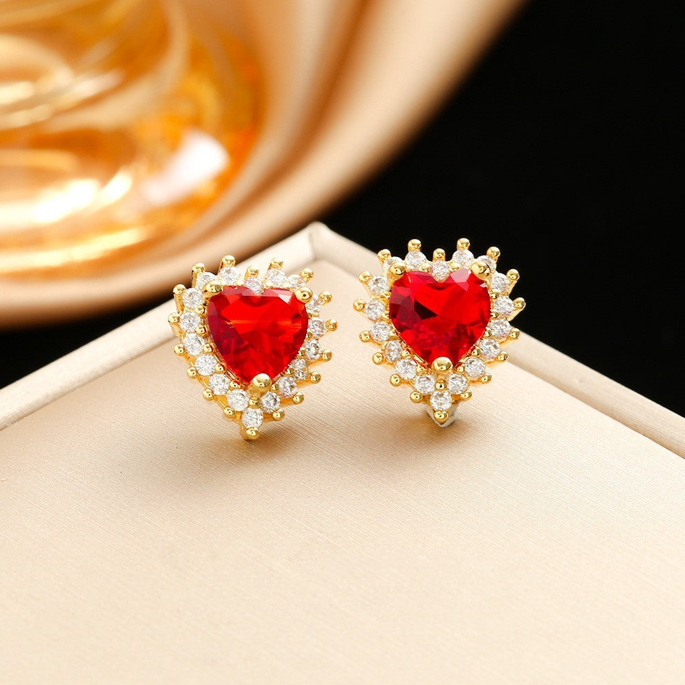 Necklace Female With Hearts Flower Special Interest Light Luxury Pendant Suit Titanium Steel