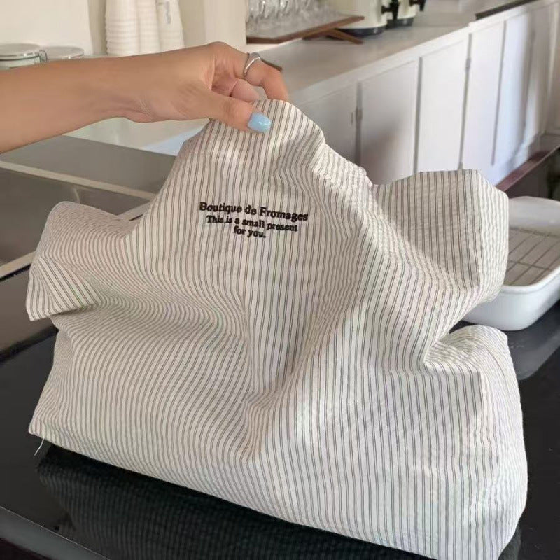 Casual Striped Lazy And Simple Large Capacity Commuter Canvas Bag