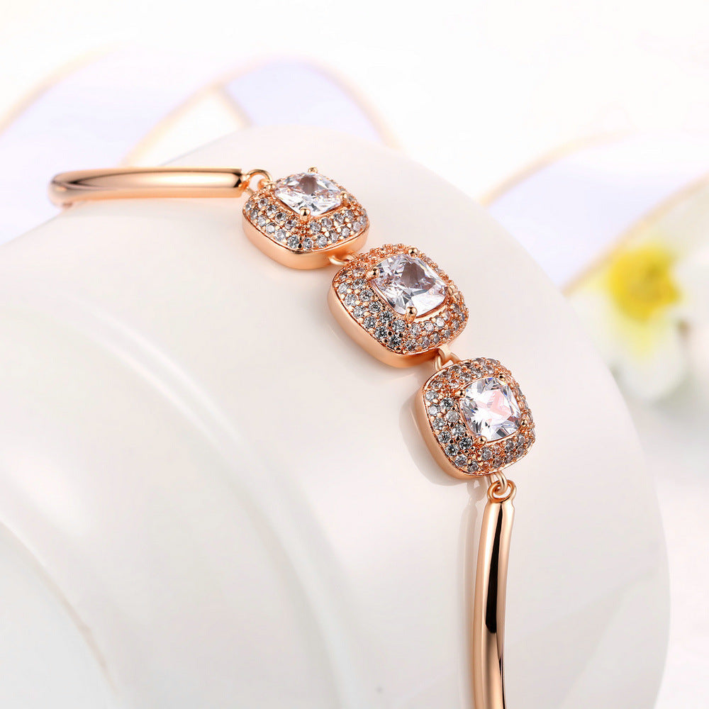 Popular Square Rock Candy Full Diamond Women's Bracelet