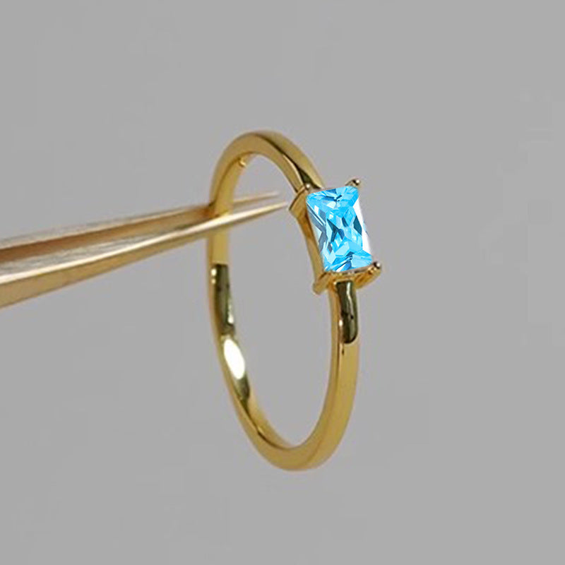 Sapphire Blue Zircon Simple Bracelet Ring For Women