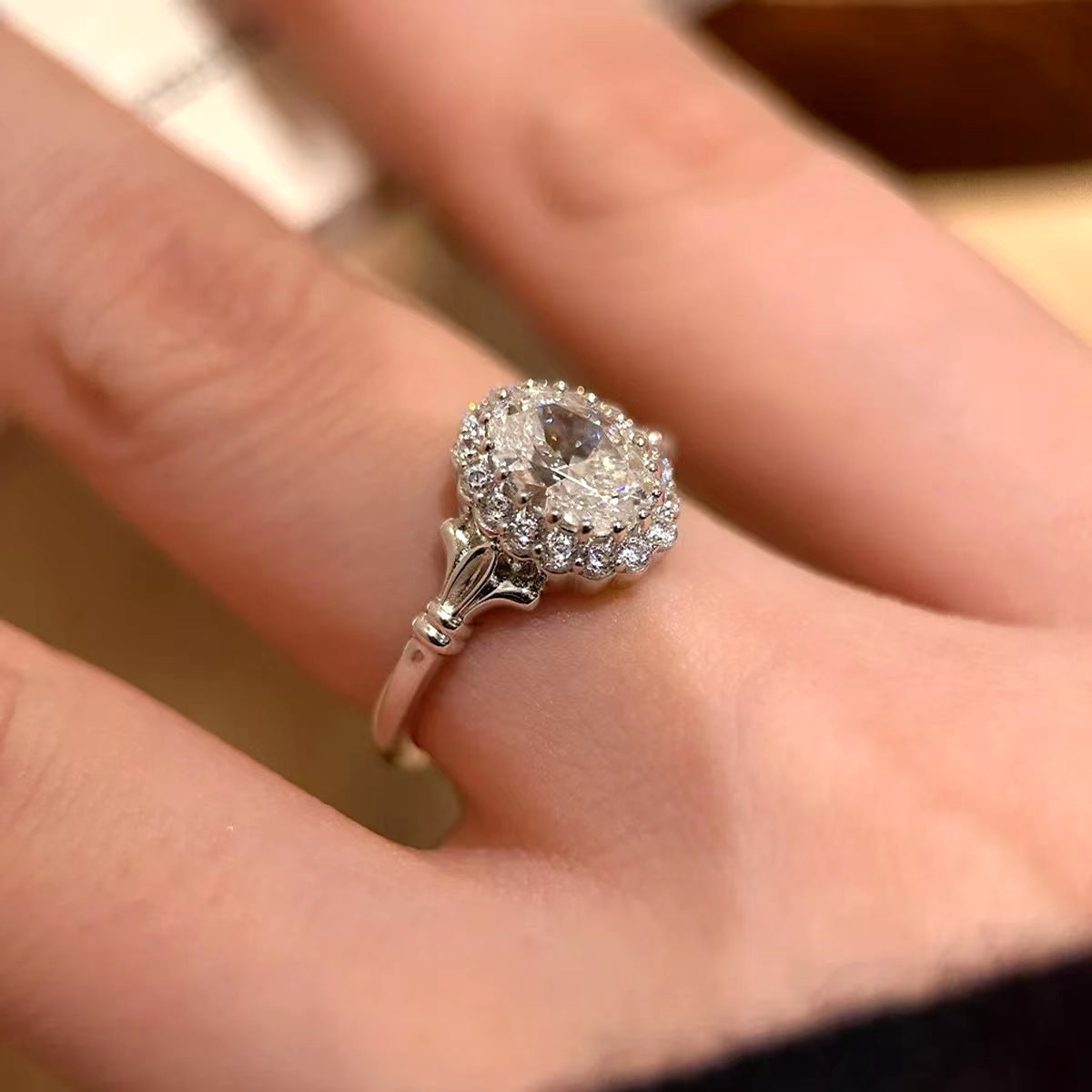 Bridal Bouquet Big Diamond Ring Light Luxury Index Finger Ring