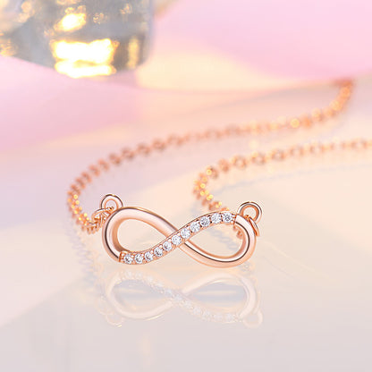 Japanese And Korean Sweet Art Micro Rhinestone 8-shaped Clavicle Necklace