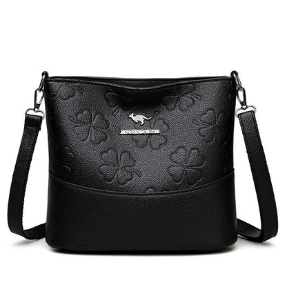 Multi-layer Soft Leather Bucket Large Capacity Women's Shoulder Messenger Bag