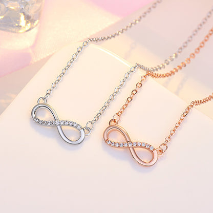 Japanese And Korean Sweet Art Micro Rhinestone 8-shaped Clavicle Necklace