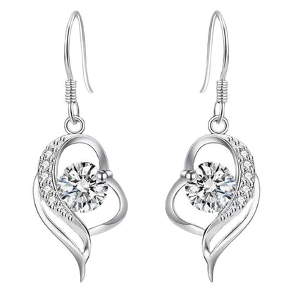 Micro Inlaid Zircon Simple Personality Elegant Heart Ear Hook