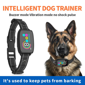 Smart Automatic Anti Barking Dog Collar Rechargeable Bark Stopper Stop Barking HD Digital Display IP67 Waterproof Collar For Dogs Pet Products