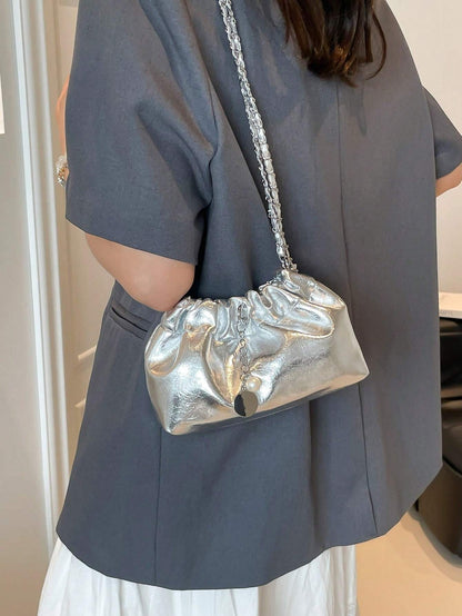 New Style Bag For Women, Pleated Cloud Bag, Chain Messenger Bag, Fashionable And Versatile Single Shoulder Bucket Bag