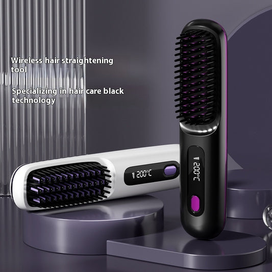 LCD USB Charging Ceramic Heating Electric Portable Straight Comb