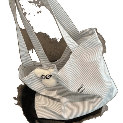 Casual Striped Lazy And Simple Large Capacity Commuter Canvas Bag