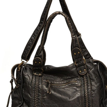 Women's French Retro Motorcycle Bag Shoulder Messenger Bag