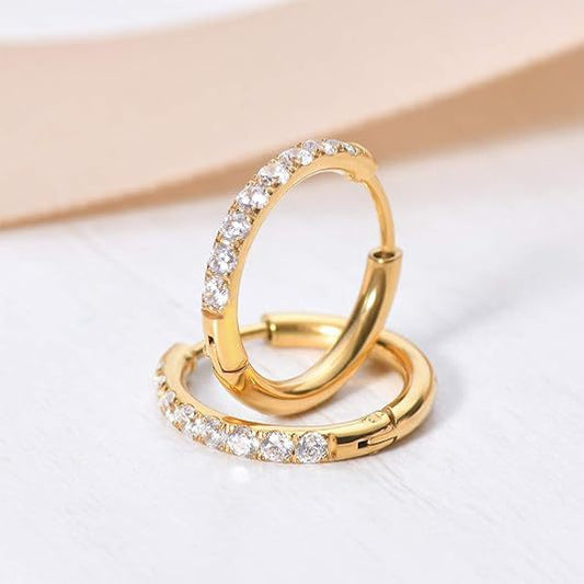 Diamond-studded Earring Titanium Steel Gold Simplicity