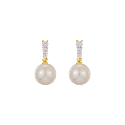 Cross Loving Heart Zircon Pearl 925 Silver Needle Geometric Ear Studs