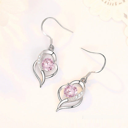Micro Inlaid Zircon Simple Personality Elegant Heart Ear Hook