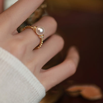 Antique Twist Pearl Ring High Sense