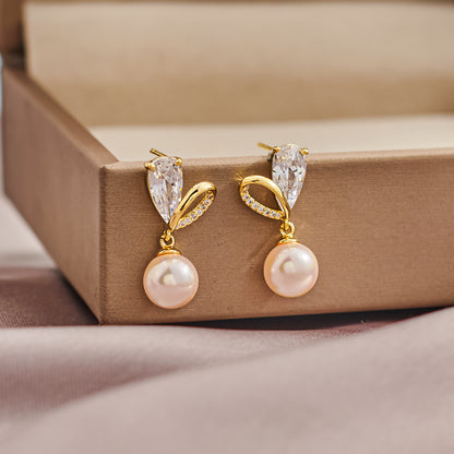 Cross Loving Heart Zircon Pearl 925 Silver Needle Geometric Ear Studs